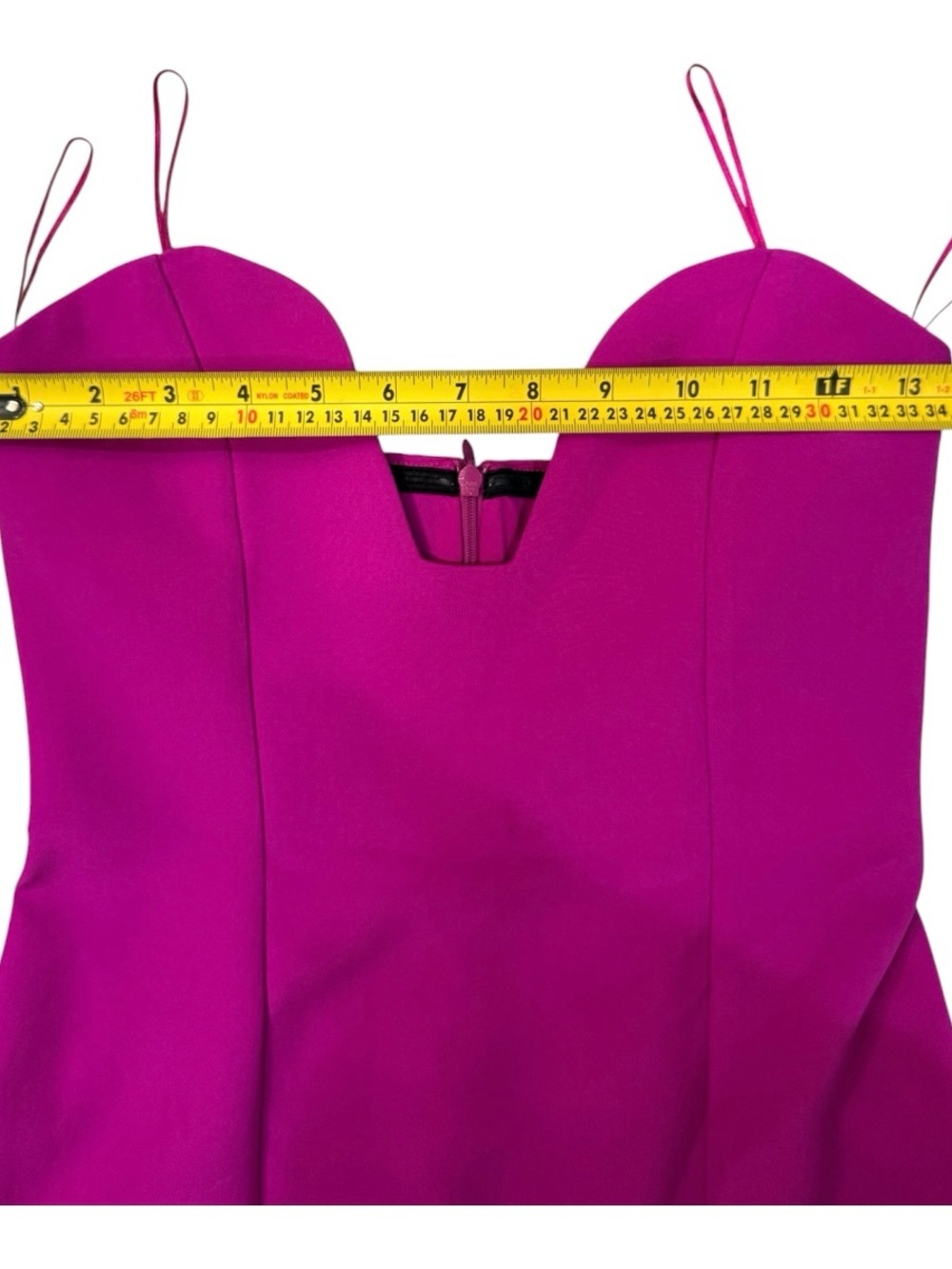 Zara Strapless Plunge Neck Fuchsia Sheath Dress - Picture 4 of 6